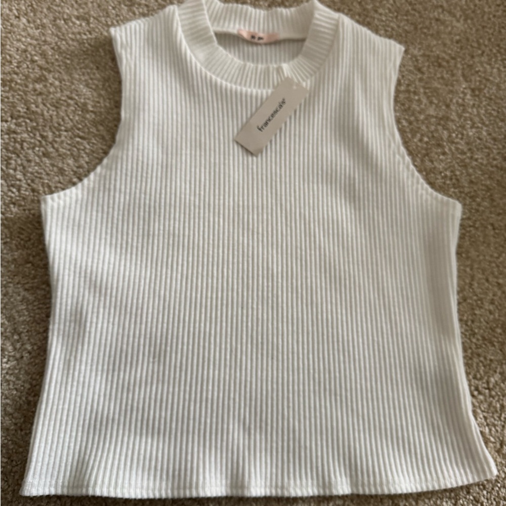 White Ribbed Tank Top